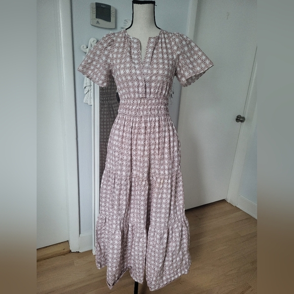 Brooks Brothers Dresses & Skirts - Anthropologie Brooks Brothers Pink Patterned Midi Dress/Used